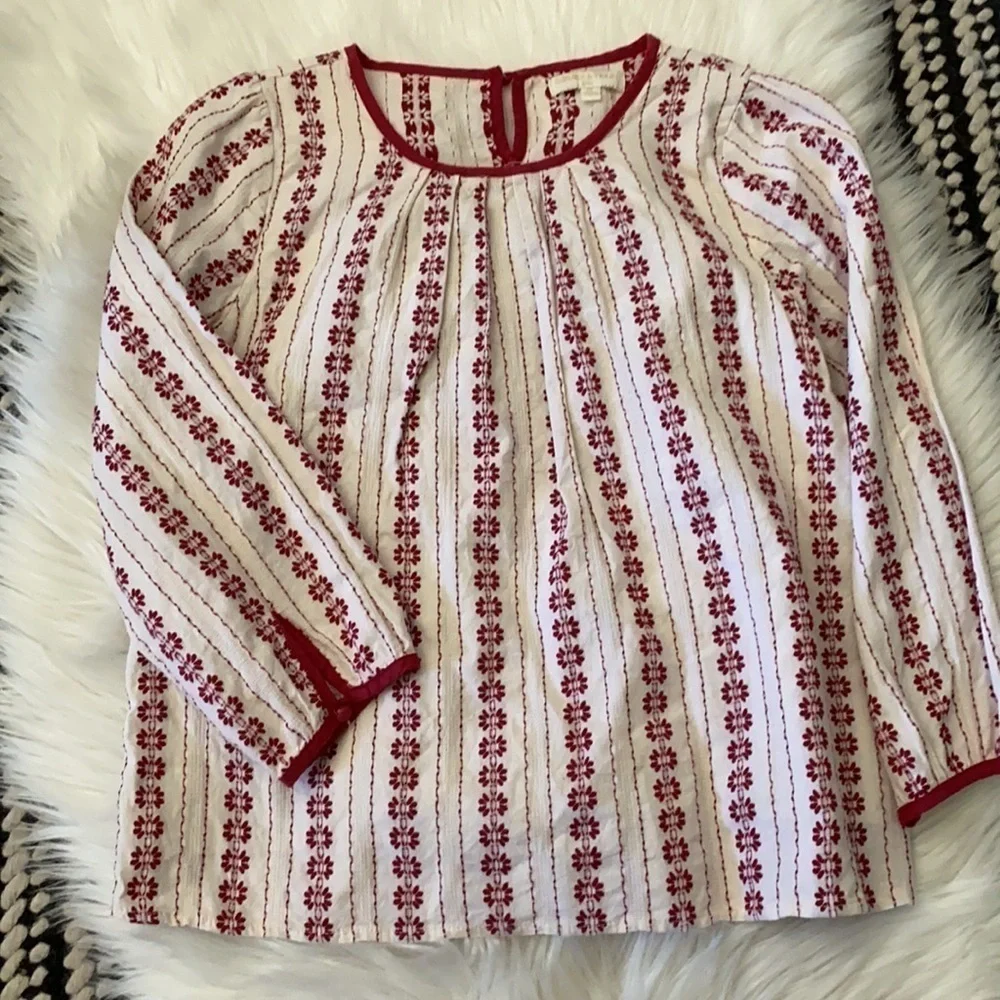 Chelsea and Violet red & cream linen pajama set
